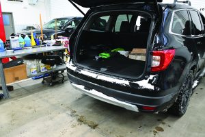 The trunk of a SUV open