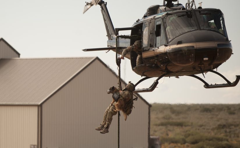 BORTAC helicopter K9 lift