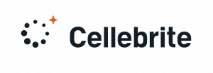 Cellebrite logo with circular black dots forming an orange starburst on left; bold black 'Cellebrite' text on right; clean, modern design