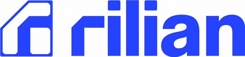 Blue Rilian logo with stylized geometric ‘R’ icon followed by lowercase ‘rilian’ text in bold font, displayed on a clean white background