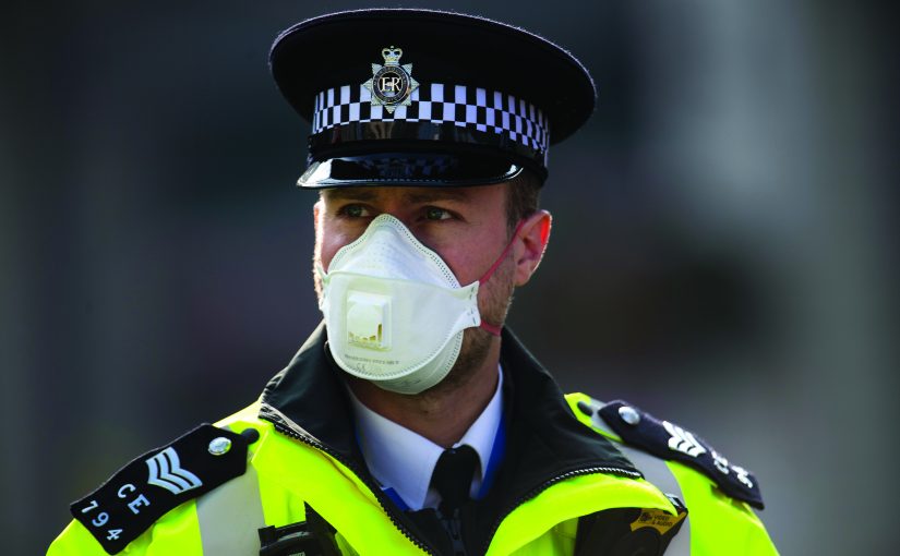 UK masked constable during Coronavirus pandemic