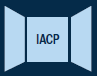 Blue and dark blue logo with 'IACP' centered, surrounded by four light blue quadrants forming a square; clean, geometric design on white background