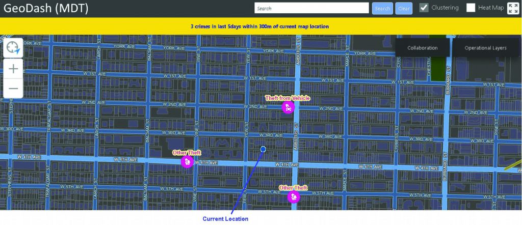 Screenshot of GeoDASH Operations Awareness Mode