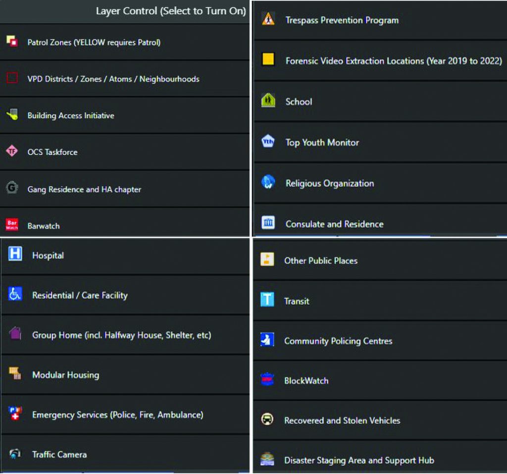screenshot of GeoDASH Tactical Layers view