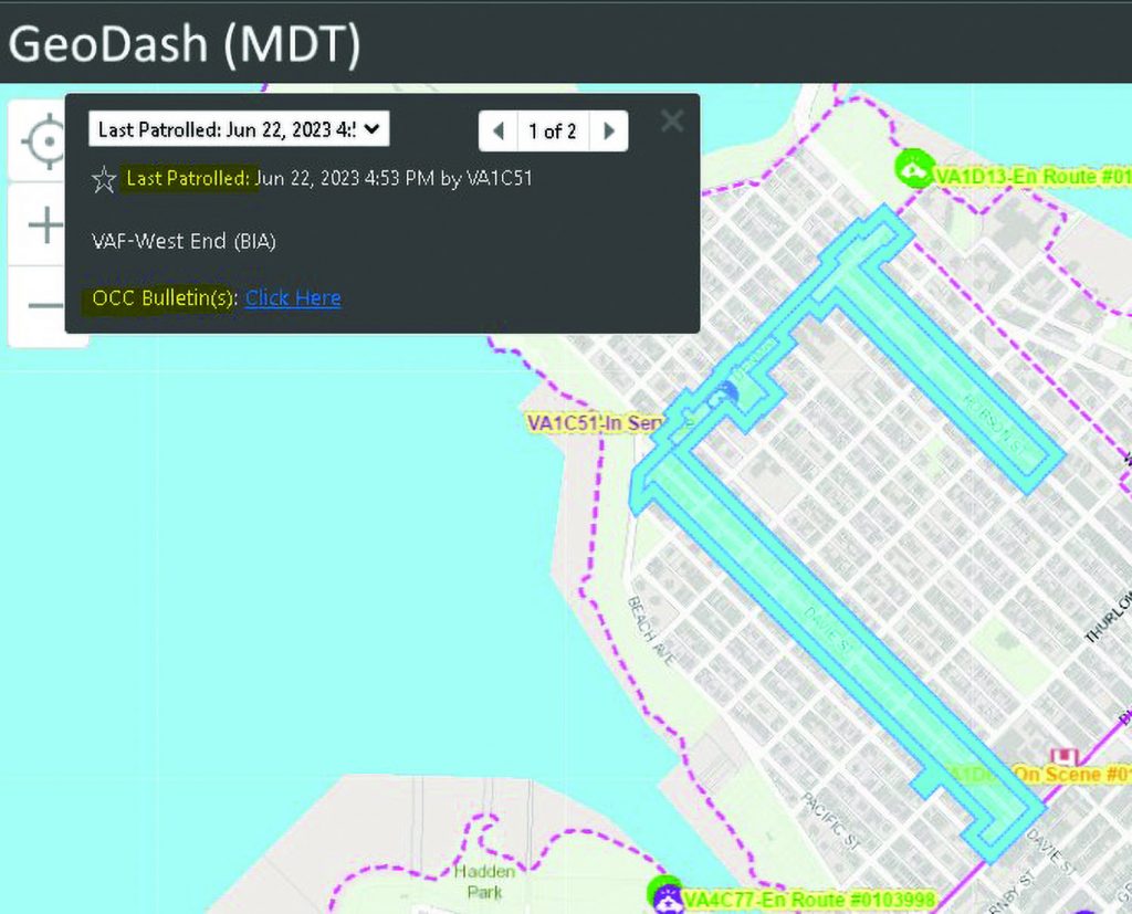 Screenshot of GeoDASH Priority Patrol Zone view