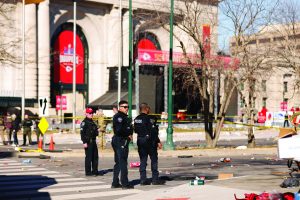 Law enforcement respond to a shooting at Union Station during the Kansas City Chiefs Super Bowl LVIII victory parade in Kansas City, Missouri.