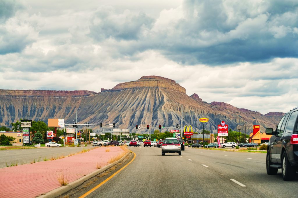 Mount Garfield and the city of Grand Junction Colorado USA Police