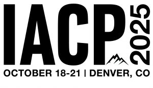 IACP 2025 conference logo with bold black 'IACP' and vertical '2025', mountain graphic above; event dates October 18–21 in Denver, Colorado