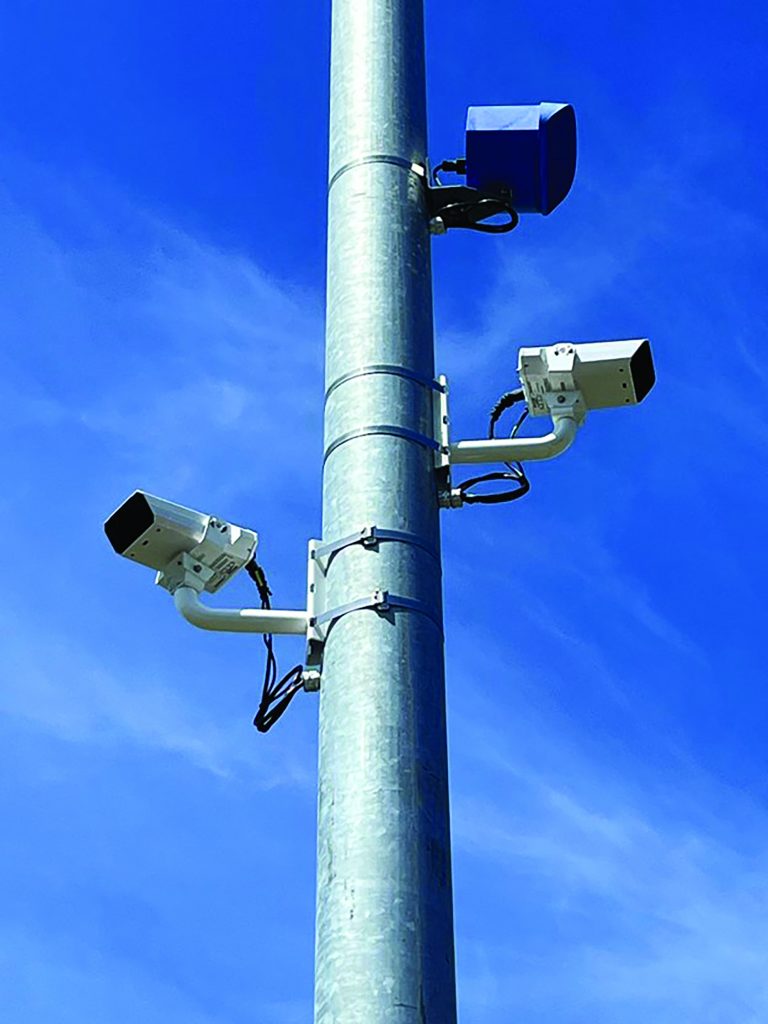 Traffic cameras attached to a pole