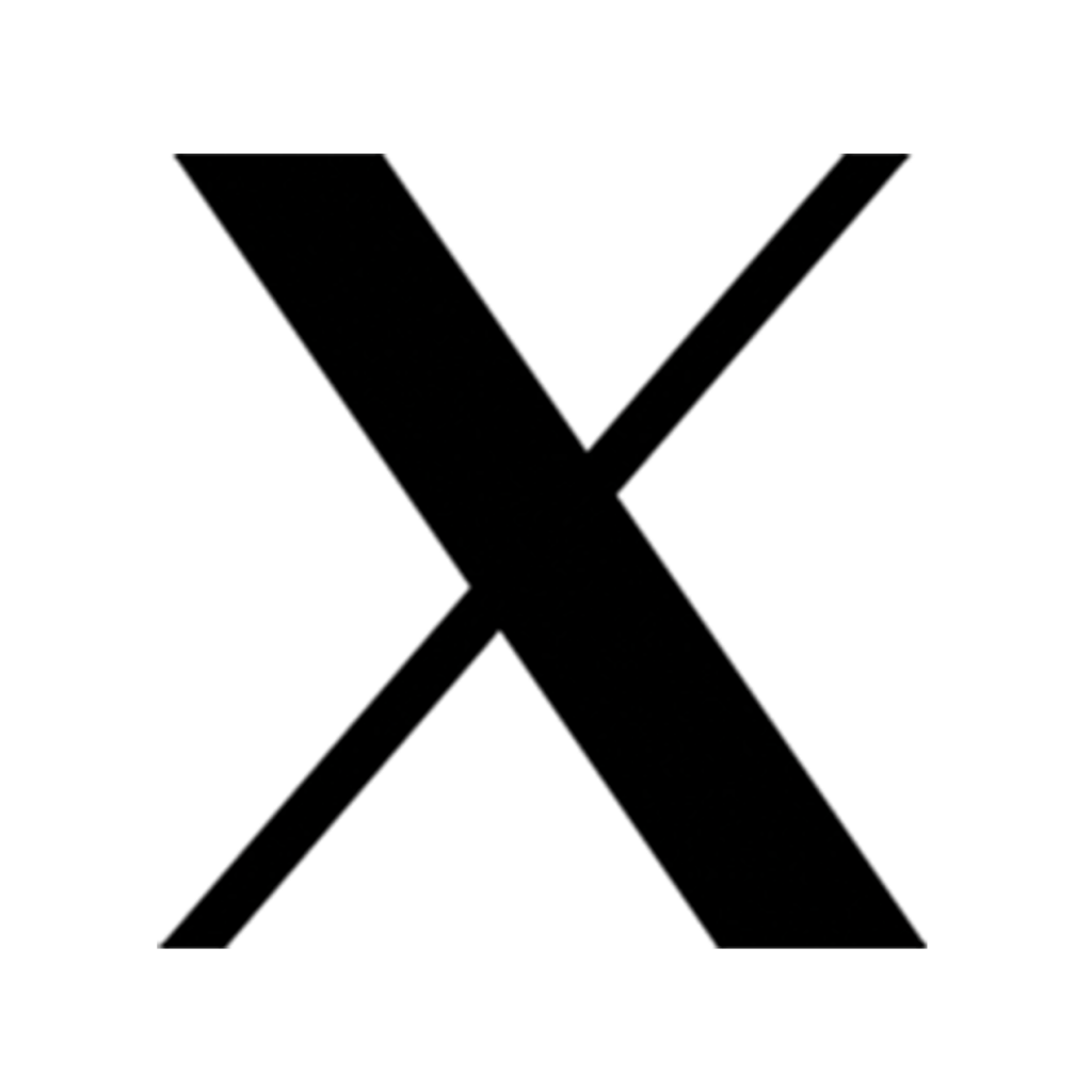 Bold black 'X' centered on a white background, symbolizing restriction or denial, with clean lines and no additional symbols or text present