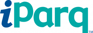 iParq logo with dark blue 'i' and teal green 'Parq', followed by a trademark symbol; clean, modern design on a white background